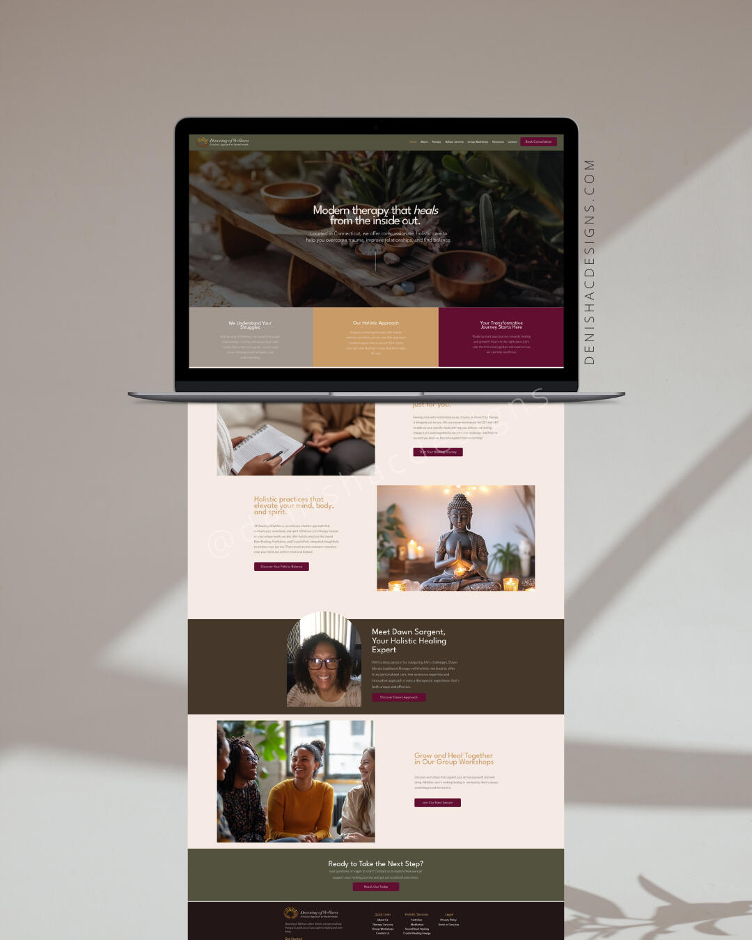 DAWNING OF WELLNESS Brand-forward website for a holistic wellness and therapy practice.