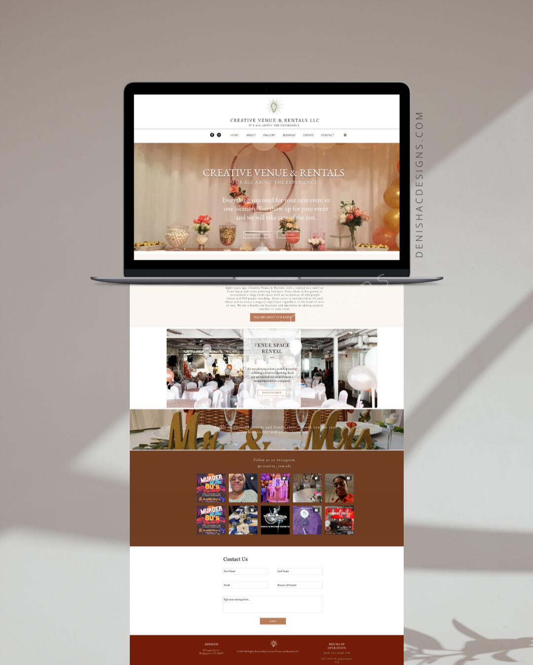 CREATIVE VENUE & RENTAL Website design for a flexible event venue built to support bookings and inquiries.